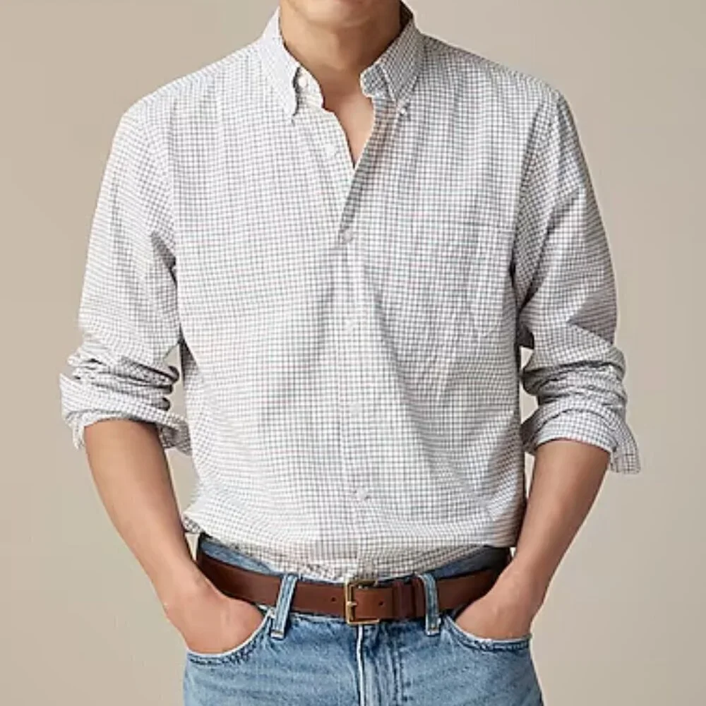 J. Crew Men's Slim Secret Wash Cotton Poplin Shirt Size L NWOT